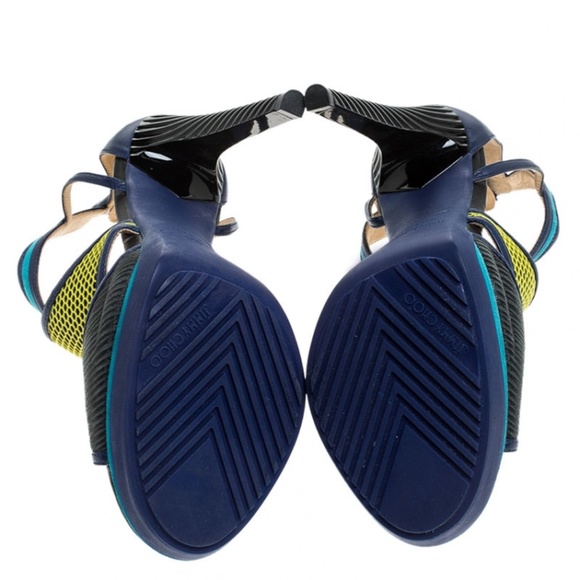 Jimmy Choo Tricolor Leather and Suede Honeycomb Lythe Platform Sandals Size 36.5 - Picture 5 of 5